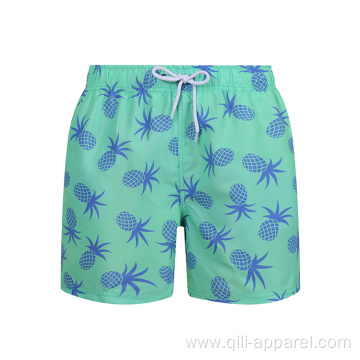 Pattern 100%Polyester Swimming Trunks Green Board Shorts